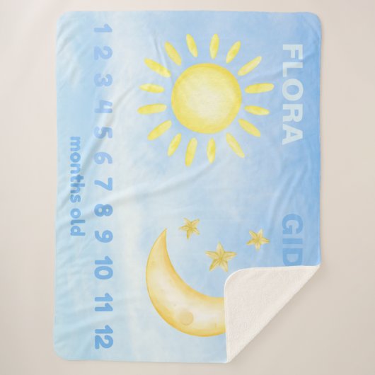 Couverture Sherpa Jumelage personnalisable Jalon Sun Moon Bébé couve (Devant)