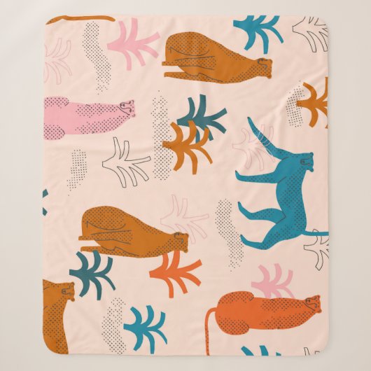 Couverture Sherpa Jungle Cheetah : Funky Motif Tropical. (Devant)