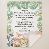 Couverture Sherpa Jungle Safari Animaux note de message personnalisé (Devant)