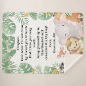 Couverture Sherpa Jungle Safari Animaux note de message personnalisé (Devant (Horizontal))