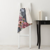Couverture Sherpa Jus gris et fleurs (En situation)