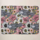 Couverture Sherpa Jus gris et fleurs (Devant (Horizontal))