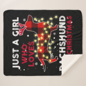 Couverture Sherpa Juste Une Fille Qui Aime Dachshund Et Noël (Devant (Horizontal))