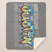 Couverture Sherpa Justin Votre Nom graffiti Logo Peinture murale en (Devant)
