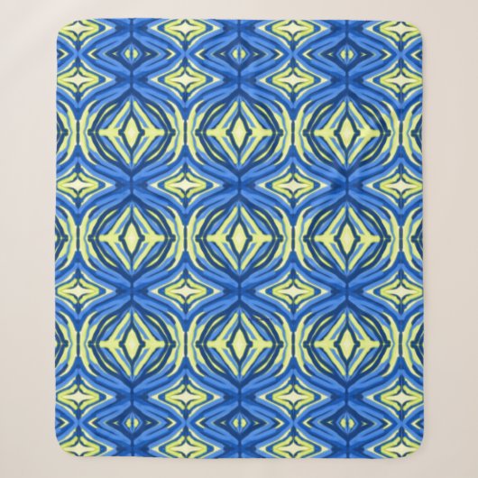 Couverture Sherpa Kaleidoscope bleu et jaune (Devant)