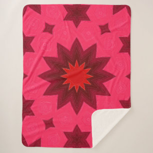 Couverture Sherpa Kaleidoscope Rose Vibrant en Étoiles