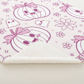 Couverture Sherpa Kawaii Citrouilles, Fantômes & Fleurs (3/4)
