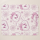 Couverture Sherpa Kawaii Citrouilles, Fantômes & Fleurs (Devant (Horizontal))