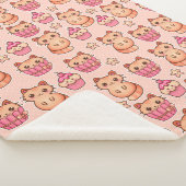 Couverture Sherpa Kawaii Cute Cats and Cupcakes Motif rose (3/4)
