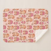 Couverture Sherpa Kawaii Cute Cats and Cupcakes Motif rose (Devant (Horizontal))