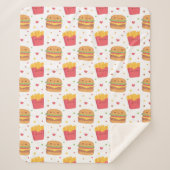 Couverture Sherpa Kawaii Fries et Motif de hamburger (Devant)