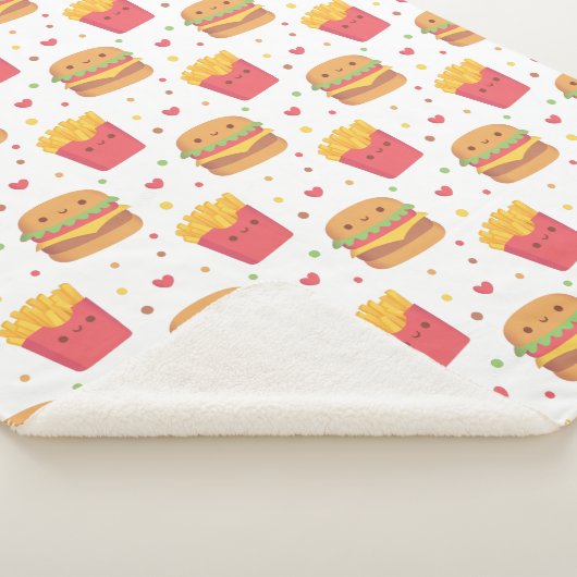 Couverture Sherpa Kawaii Fries et Motif de hamburger (3/4)