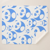 Couverture Sherpa Kawaii Panda bébé bleu et blanc modèle (Devant (Horizontal))