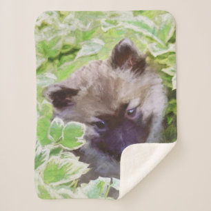 Couverture Sherpa Keeshond Puppy in the Garden Peinture Art original