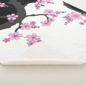 Couverture Sherpa Kimono japonais Sakura noir et blanc (3/4)