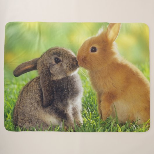 COUVERTURE SHERPA KISSING BUNNIES (Devant (Horizontal))