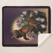 Couverture Sherpa Kitsune et fleurs de colombine (Devant (Horizontal))