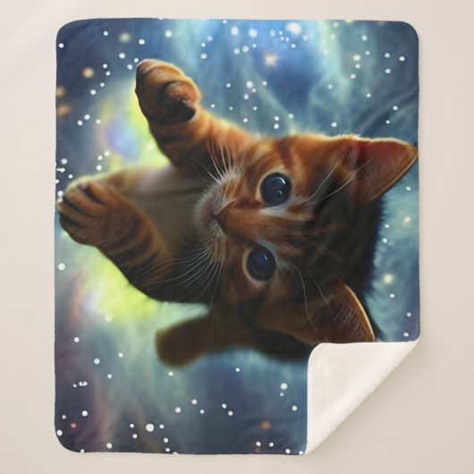 Couverture Sherpa Kitten Volant Dans L'Espace (Devant)