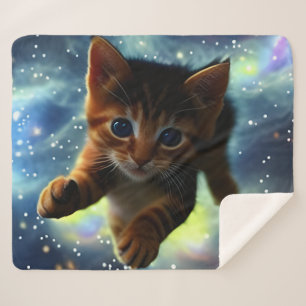 Couverture Sherpa Kitten Volant Dans L'Espace