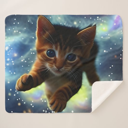 Couverture Sherpa Kitten Volant Dans L'Espace (Devant (Horizontal))