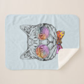 Couverture Sherpa Kitty sage KAT (Devant (Horizontal))