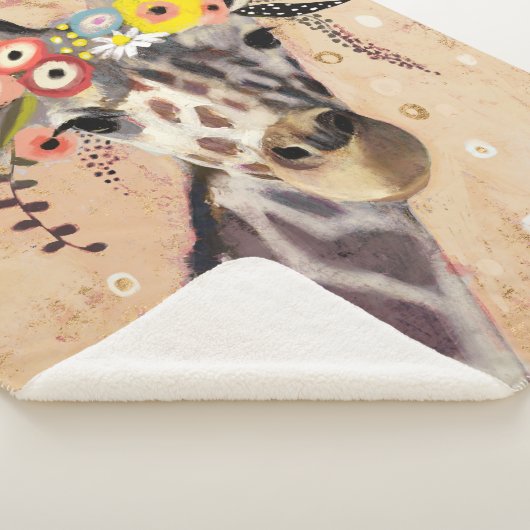 Couverture Sherpa Klimt Giraffe | Couronne De Fleurs (3/4)