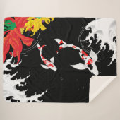 Couverture Sherpa Koi Pond - black - Japanese Design Blanket (Devant (Horizontal))