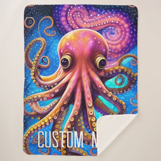 Couverture Sherpa Kraken Octopus avec nom personnalisé (Devant)