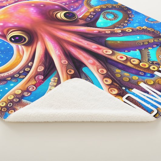 Couverture Sherpa Kraken Octopus avec nom personnalisé (3/4)