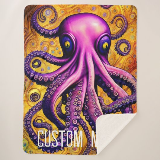 Couverture Sherpa Kraken Octopus avec nom personnalisé (Devant)