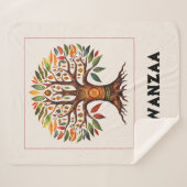 Couverture Sherpa Kwanzaa Arbre Africain Moyen Hérpa Blanche (Devant (Horizontal))
