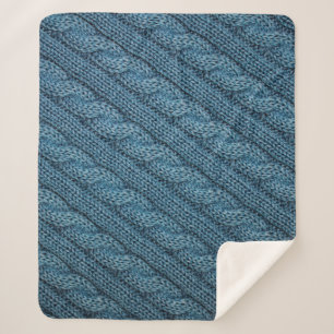 Couverture Sherpa la texture du tissu tricoté, couleur bleu clair