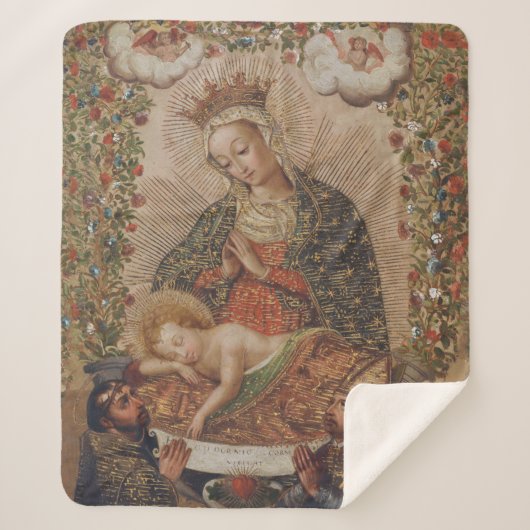 Couverture Sherpa La Vierge adorant le Christ Enfant Noël (Devant)