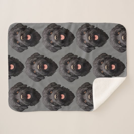 Couverture Sherpa Labradoodle Chien noir (Devant (Horizontal))