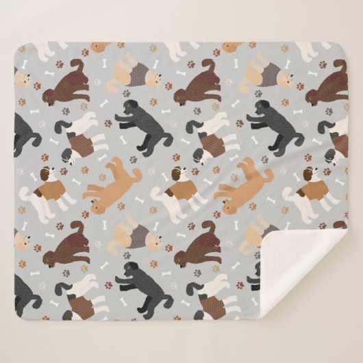 Couverture Sherpa Labradoodle / Goldendoodle Bones and Paws Sherpa B (Devant (Horizontal))