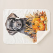 Couverture Sherpa Labrador Retriever Puppy Automne Citrouille Amoure (Devant (Horizontal))