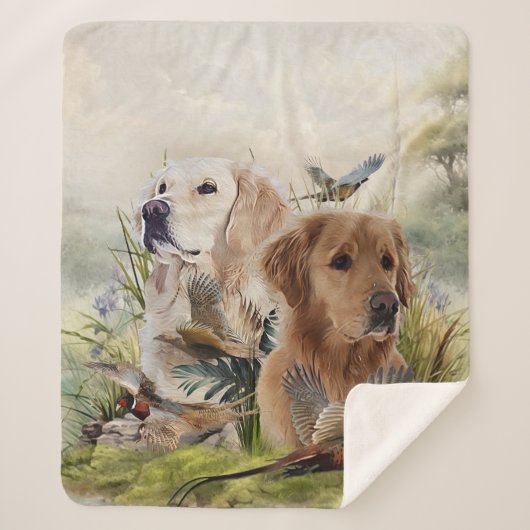 Couverture Sherpa Labrador Retrivers avec faisan, Art (Devant)