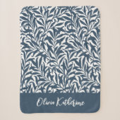 Couverture Sherpa Lac Branche de Saule Bleu Monogrammé (Devant)