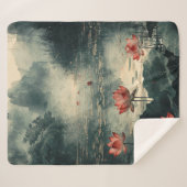 Couverture Sherpa Lac de lotus au clair de lune (2) (Devant (Horizontal))