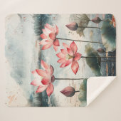 Couverture Sherpa Lac de lotus au clair de lune (7) (Devant (Horizontal))