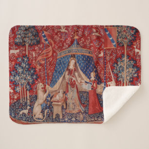 Couverture Sherpa Lady and Unicorn Medieval Tapestry Desire