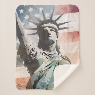 Couverture Sherpa Lady Liberty et le drapeau américain