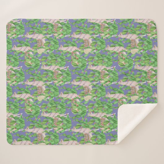 Couverture Sherpa Lama d'aquarelle et motif de Catus (Devant (Horizontal))