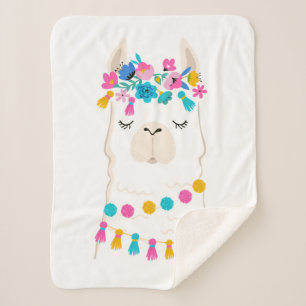 Couverture Sherpa Lama floral mignon