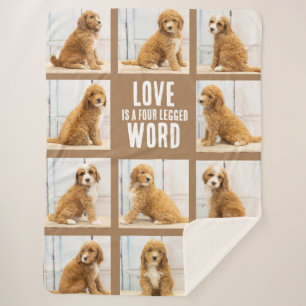 Couverture Sherpa L'AMOUR EST   Photo Collage Chiot sur Brown