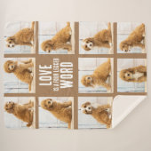 Couverture Sherpa L'AMOUR EST | Photo Collage Chiot sur Brown (Devant (Horizontal))