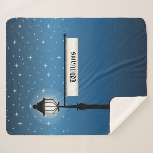 Couverture Sherpa Lampe Ancienne À La Nuit & Connexion Pour Nom De F (Devant (Horizontal))