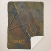 Couverture Sherpa Lancer de marbre abstrait or et ardoise moderne (Devant)