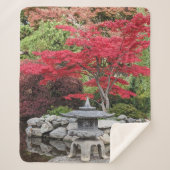 Couverture Sherpa Lanterne de l'étang japonais et photo Feuille roug (Devant)