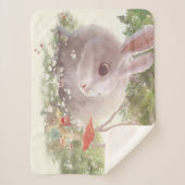 Couverture Sherpa Lapin avec Fleurs (Devant)